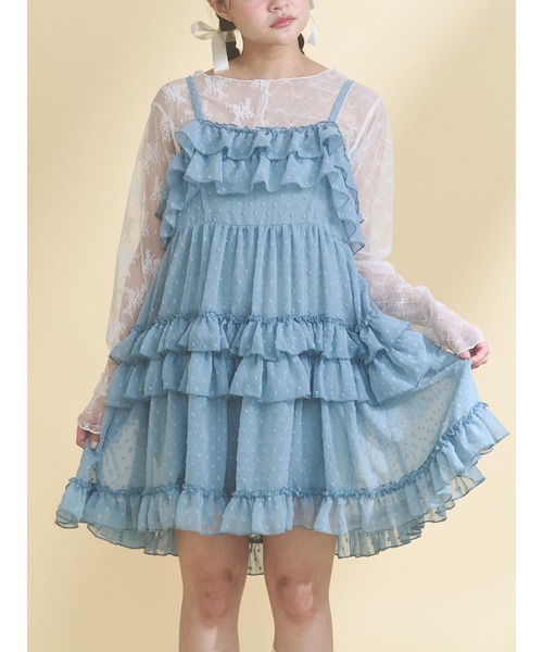 merry jenny(メリージェニー)の「シアードビーフリルミニワンピース(ワンピース・レディース・ブルー/オフホワイト/ピンク・FREE)」の2枚目の写真