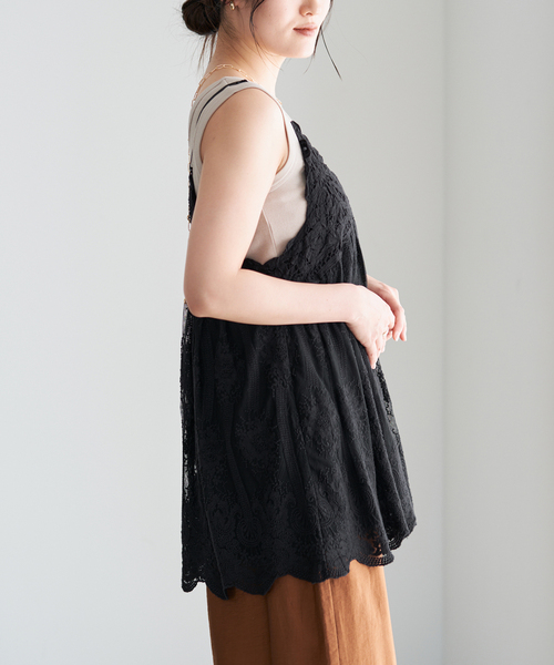 IENA(イエナ)の「《WEB限定/追加3》アンティークチュールバテンキャミ(キャミソール・レディース・ホワイト/ブラック・FREE)」の8枚目の写真