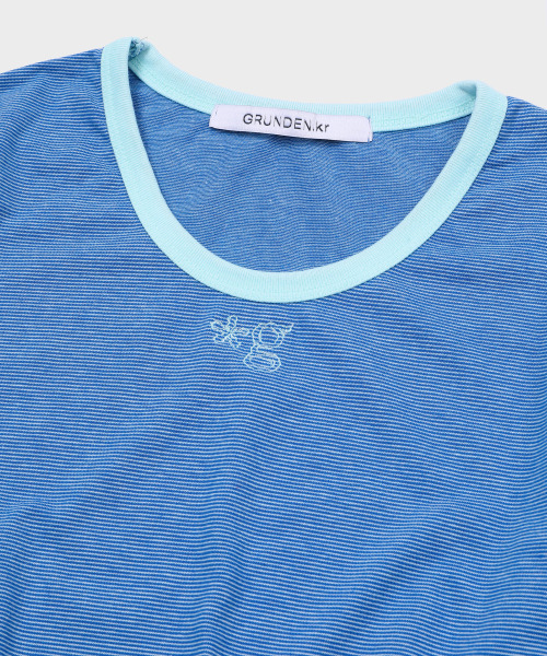 GRUNDEN(グルンデン)の「WEEKENDER STRIPE TOP (BLUE-MINT)(Tシャツ/カットソー・レディース・その他・OS)」の3枚目の写真