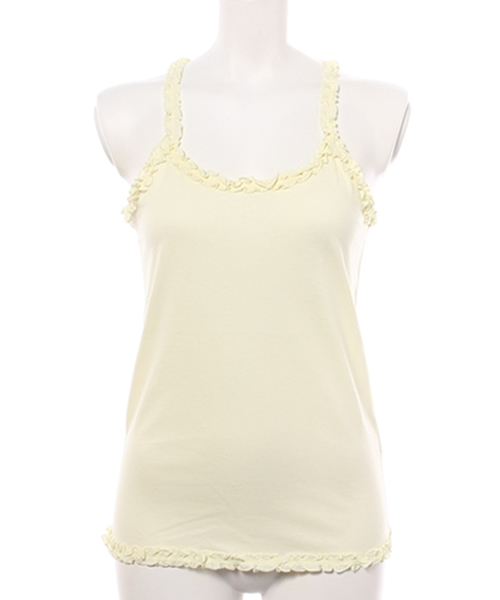 Heather（ヘザー）の「フリルクロスキャミ　713386（キャミソール・レディース・ライトイエロー/ライトピンク/ブラック/アイボリー/ホワイト系その他・FREE）」の4枚目の写真