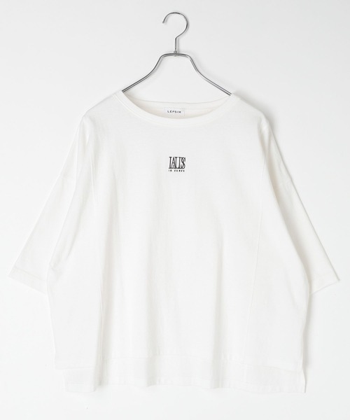 LEPSIM（レプシィム）の「ワイド刺繍ロゴT　668117（Tシャツ/カットソー・レディース・イエロー/チャコールグレー/オフホワイト・FREE）」の2枚目の写真