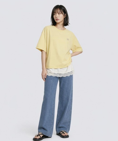 LEPSIM(レプシィム)の「ワイド刺繍ロゴT 668117(Tシャツ/カットソー・レディース・イエロー/チャコールグレー/オフホワイト・FREE)」の18枚目の写真