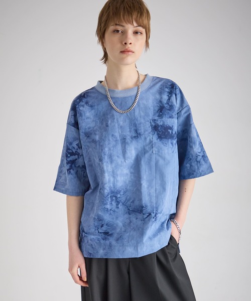 ATSURO TAYAMA(アツロウタヤマ)の「ムラ染め風プリントTシャツ(Tシャツ/カットソー・レディース・ネイビー/ブラック・M)」の4枚目の写真