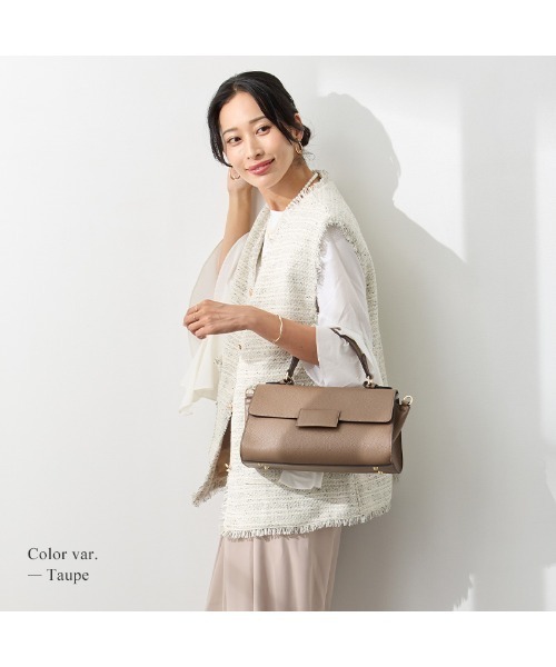 LASIEM(ラシエム)の「ハンドバッグ ショルダーバッグ レディース 本革 レザー 上品 斜めがけ 大人かわいい 2way 小さめ バンブーハンドル 通勤 面接 フォーマル きれいめ オケージョン ブランド セレモニー 高見え ギフト ブラック 大人 女子会 おしゃれ 卒園式 卒業式 入園式 入学式(ハンドバッグ・レディース・ライトグレー/ブラック/アイボリー/ブラウン系その他・FREE)」の12枚目の写真