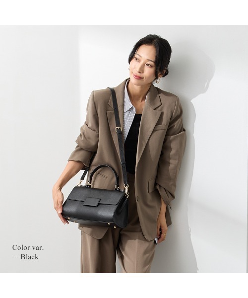 LASIEM(ラシエム)の「ハンドバッグ ショルダーバッグ レディース 本革 レザー 上品 斜めがけ 大人かわいい 2way 小さめ バンブーハンドル 通勤 面接 フォーマル きれいめ オケージョン ブランド セレモニー 高見え ギフト ブラック 大人 女子会 おしゃれ 卒園式 卒業式 入園式 入学式(ハンドバッグ・レディース・ライトグレー/ブラック/アイボリー/ブラウン系その他・FREE)」の14枚目の写真