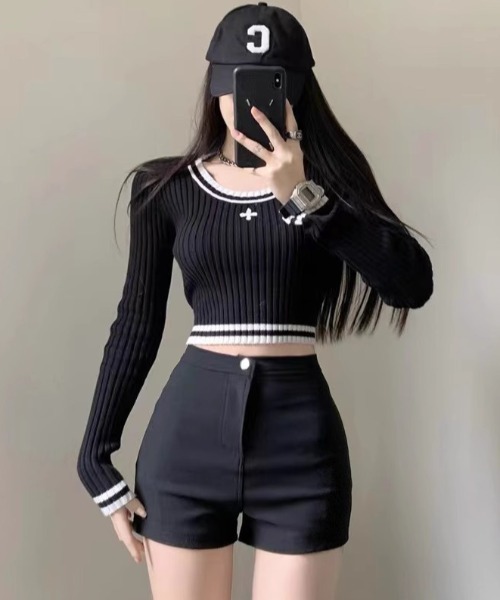 yuue' ( wear )(ユーイ)の「ハイウエストストレッチマイクロショートパンツ(その他パンツ・レディース・ブラック/ホワイト・M/L)」の7枚目の写真