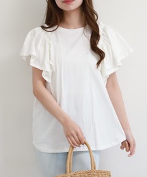 ショルダーフリルフレンチスリーブTシャツ