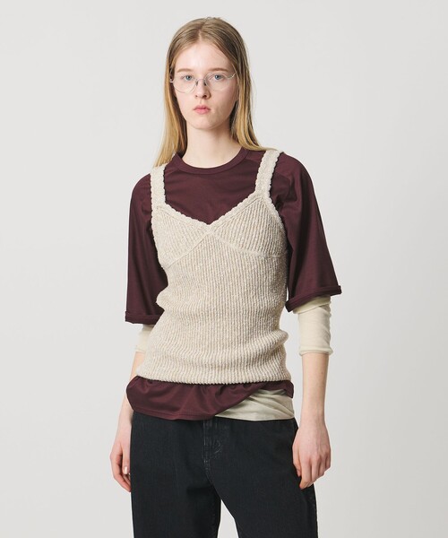 イウエンマトフ AEWEN MATOPH キャミソール AEWEN MATOPH＞ミックスヤーン ニット キャミソール BEIGE