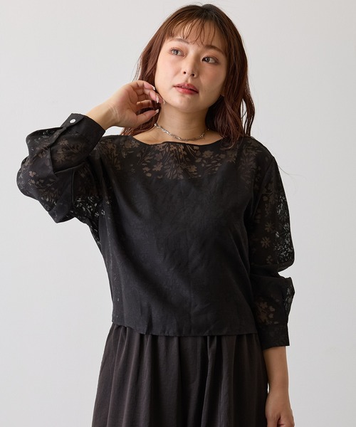 H.TOKYO NUIT（エイチトウキョウニュイ）の「バックリボンシアーフローラルブラウス（Tシャツ/カットソー・レディース・ホワイト/ブラック・FREE）」の2枚目の写真