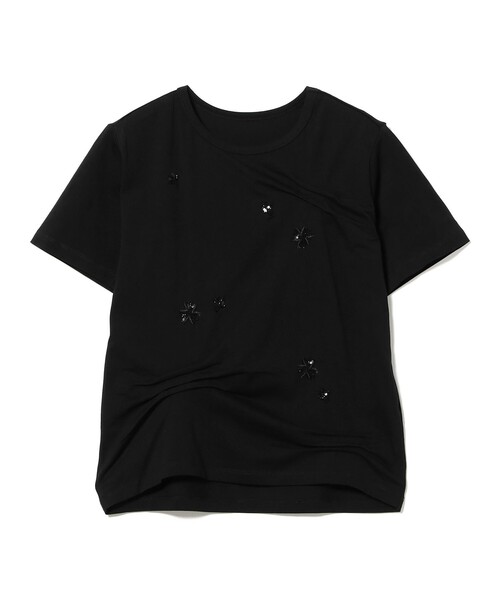 Ray BEAMS(レイビームス)の「アシンメトリー タック ビジュー Tシャツ(Tシャツ/カットソー・レディース・ブラック・ONE SIZE)」の1枚目の写真