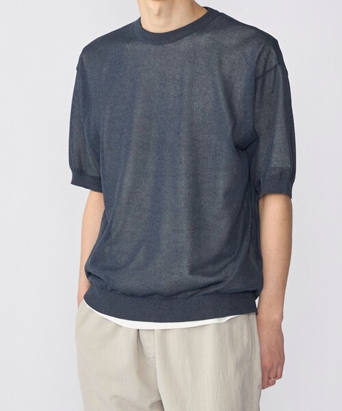 SHIPS(シップス)の「SHIPS: 〈手洗い可能〉和紙 クルーネック ニット Tシャツ(Tシャツ/カットソー・メンズ・ダークグレー/ベージュ/ロイヤルブルー・SMALL/MEDIUM/LARGE/X-LARGE)」の3枚目の写真