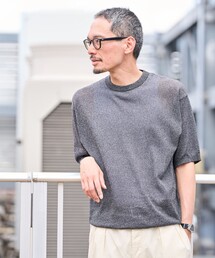 SHIPS: 〈手洗い可能〉和紙 クルーネック ニット Tシャツ