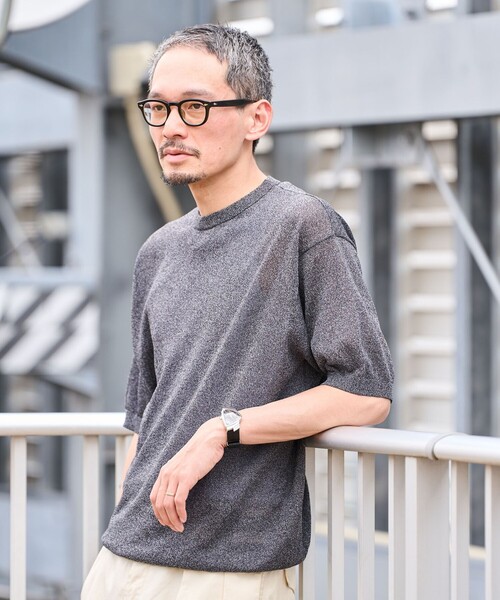 SHIPS(シップス)の「SHIPS: 〈手洗い可能〉和紙 クルーネック ニット Tシャツ(Tシャツ/カットソー・メンズ・ダークグレー/ベージュ/ロイヤルブルー・SMALL/MEDIUM/LARGE/X-LARGE)」の4枚目の写真