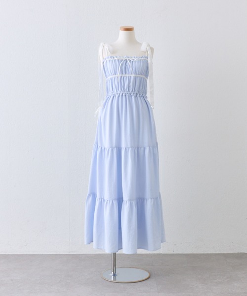 OLIVE des OLIVE(オリーブデオリーブ)の「【サイズ展開あり】わき見せティアードキャミワンピ(ワンピース・レディース・サックスブルー/ブラック/オフホワイト・MEDIUM/SMALL)」の9枚目の写真