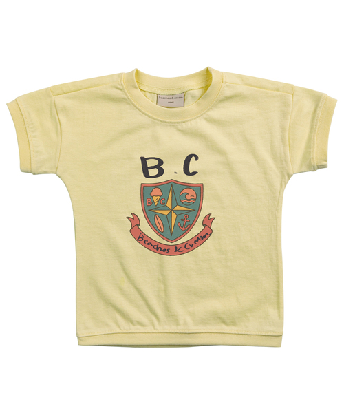 BEACHESAND CREAM KIDS(ビーチスアンドクリームキッズ)の「ビーチワッペン半袖Tシャツ-クリームレモン(Tシャツ/カットソー・レディース・レモンイエロー・SMALL/MEDIUM/LARGE)」の1枚目の写真