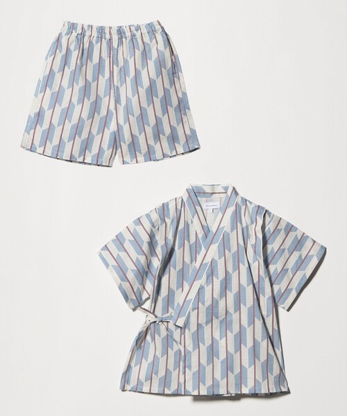green label relaxing(グリーンレーベルリラクシング)の「甚平 モダン ヤバネ / キッズ(浴衣・キッズ・オフホワイト/ダークグレー・M/L/S)」の7枚目の写真