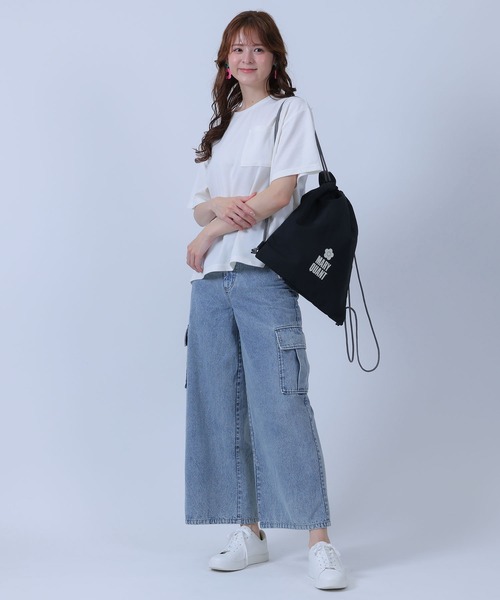 MARY QUANT(マリークワント)の「ロゴプリント ナップサック(バックパック/リュック・レディース・ブラック/アイボリー/ピンク・FREE)」の14枚目の写真