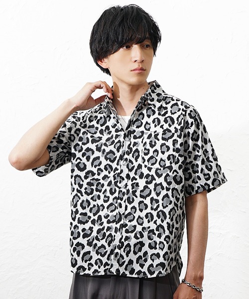 MinoriTY（マイノリティ）の「【MinoriTY】ヒョウ柄半袖シャツ メンズ  夏服 ユニセックス 半袖（シャツ/ブラウス・メンズ・ホワイト/ベージュ・M/L）」の12枚目の写真