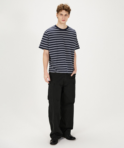 SHIRTER(シャーター)の「FINE STRIPE T-SHIRT (NAVY)(Tシャツ/カットソー・メンズ・その他・SMALL/MEDIUM/LARGE)」の4枚目の写真
