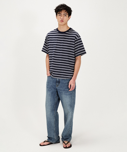 SHIRTER(シャーター)の「FINE STRIPE T-SHIRT (NAVY)(Tシャツ/カットソー・メンズ・その他・SMALL/MEDIUM/LARGE)」の6枚目の写真