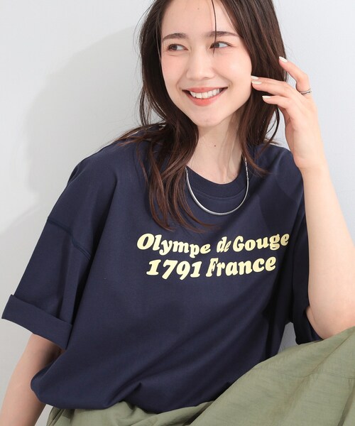 SHOO・LA・RUE（シューラルー）の「【ひんやり】ゆるっと体型カバー BIGアソートTシャツ（Tシャツ/カットソー・レディース・ピンク系3/ネイビー系3/チャコールグレー/ベージュ系・00）」の3枚目の写真