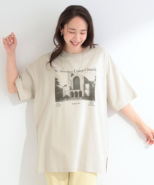SHOO・LA・RUE（シューラルー）の「【ひんやり】ゆるっと体型カバー BIGアソートTシャツ（Tシャツ/カットソー・レディース・ピンク系3/ネイビー系3/チャコールグレー/ベージュ系・00）」の7枚目の写真