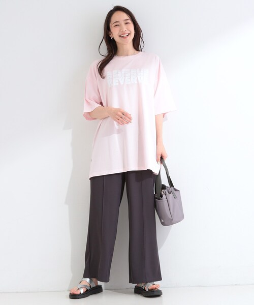 SHOO・LA・RUE（シューラルー）の「【ひんやり】ゆるっと体型カバー BIGアソートTシャツ（Tシャツ/カットソー・レディース・ピンク系3/ネイビー系3/チャコールグレー/ベージュ系・00）」の17枚目の写真