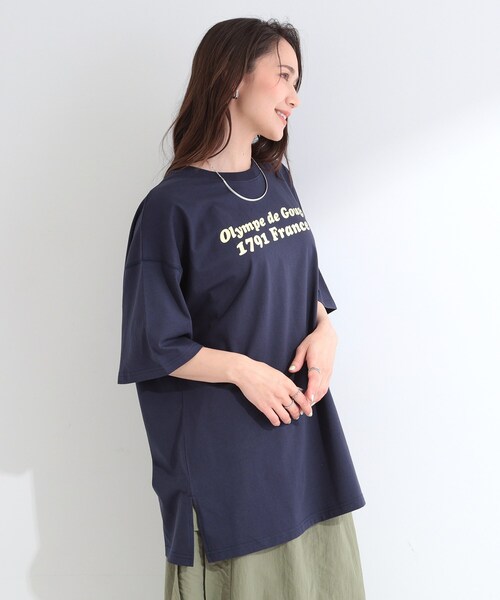 SHOO・LA・RUE（シューラルー）の「【ひんやり】ゆるっと体型カバー BIGアソートTシャツ（Tシャツ/カットソー・レディース・ピンク系3/ネイビー系3/チャコールグレー/ベージュ系・00）」の20枚目の写真