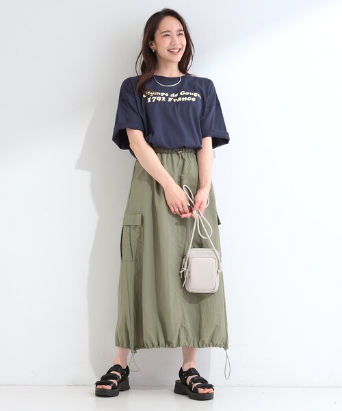 SHOO・LA・RUE（シューラルー）の「【ひんやり】ゆるっと体型カバー BIGアソートTシャツ（Tシャツ/カットソー・レディース・ピンク系3/ネイビー系3/チャコールグレー/ベージュ系・00）」の21枚目の写真
