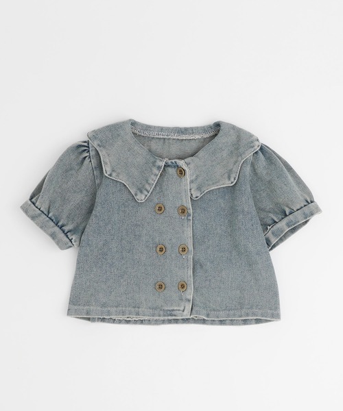 URBAN CHERRY(アーバンチェリー)の「【2点セット】デニムスカラップカラートップス+プリーツスカート(その他トップス・キッズ・ブルー・140cm/130cm/120cm/110cm)」の18枚目の写真