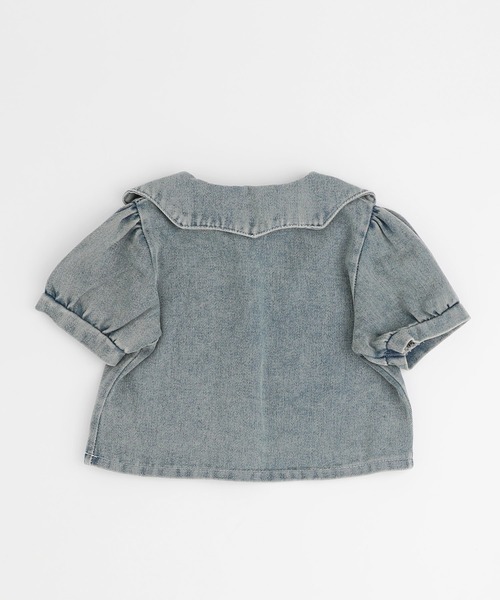 URBAN CHERRY(アーバンチェリー)の「【2点セット】デニムスカラップカラートップス+プリーツスカート(その他トップス・キッズ・ブルー・140cm/130cm/120cm/110cm)」の2枚目の写真