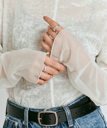 スリーブ 切り替え メッシュ ベロア トップス / Mesh Sleeve Sheer Velour Top