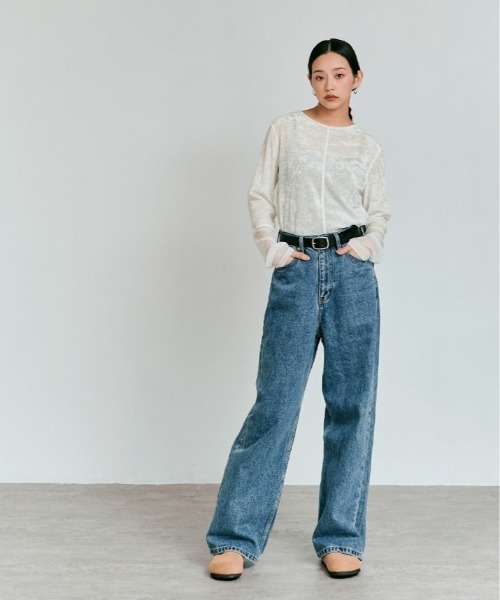 W:Huku(フーク)の「スリーブ 切り替え メッシュ ベロア トップス / Mesh Sleeve Sheer Velour Top(Tシャツ/カットソー・レディース・ブラウン/ブラック/オフホワイト・FREE)」の10枚目の写真