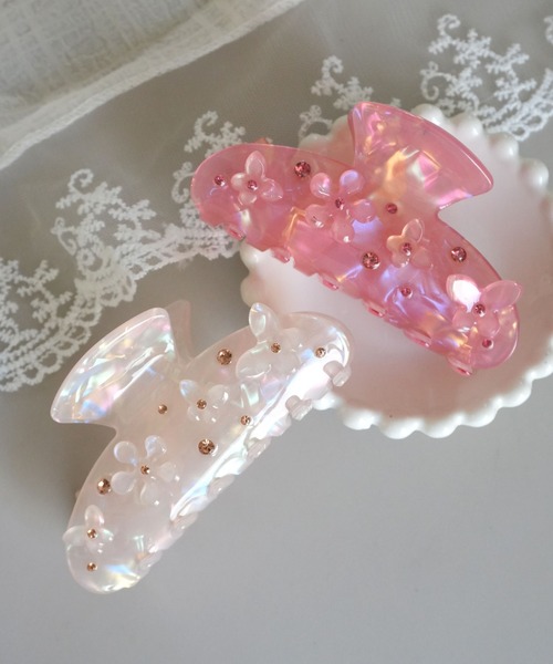ammy. / エイミードット 】 オーロラ フラワー ビジュー ヘアクリップ