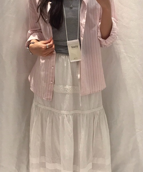 mineng（マイング）の「【ウエストゴム/ロングシーズン】レースピンタックスカート（スカート・レディース・ホワイト・FREE）」の18枚目の写真