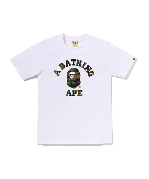 A BATHING APE（アベイシングエイプ）の「1ST CAMO COLLEGE TEE（Tシャツ/カットソー・レディース・ホワイト×ピンク/ホワイト×グリーン/ブラック×ピンク/ブラック×グリーン・XX-SMALL/MEDIUM/SMALL/X-SMALL）」の2枚目の写真