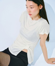 ATTISESSION＞コットン カップスリーブ Tシャツ（Tシャツ/カットソー