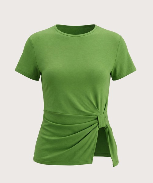 kiehtova(キエトヴァ)の「【kiehtova】KNOT LINE TOPS/ノット ライン トップス KTWR70 ※(Tシャツ/カットソー・レディース・グリーン/オフホワイト/ブラック・FREE)」の6枚目の写真