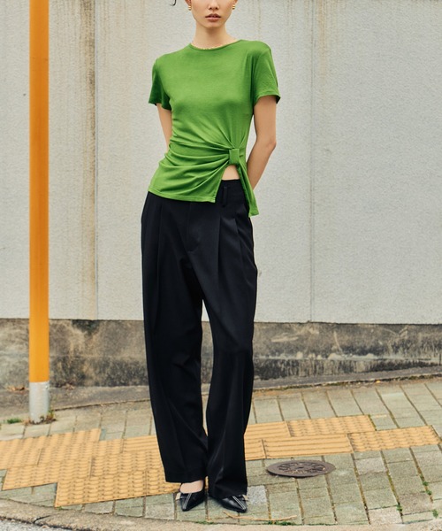 kiehtova(キエトヴァ)の「【kiehtova】KNOT LINE TOPS/ノット ライン トップス KTWR70 ※(Tシャツ/カットソー・レディース・グリーン/オフホワイト/ブラック・FREE)」の5枚目の写真