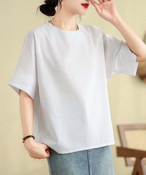 AMAJI(アマジ)の「リネン 半袖シャツ(シャツ/ブラウス・レディース・ブラウン/ホワイト・XX-LARGE/X-LARGE/LARGE)」の1枚目の写真
