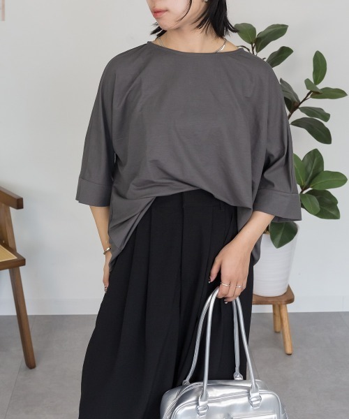 RCD(アールシーディー)の「接触冷感ピケコクーンプルオーバー(Tシャツ/カットソー・レディース・ブルー/チャコール/ブラック/グリーン・L/M)」の6枚目の写真