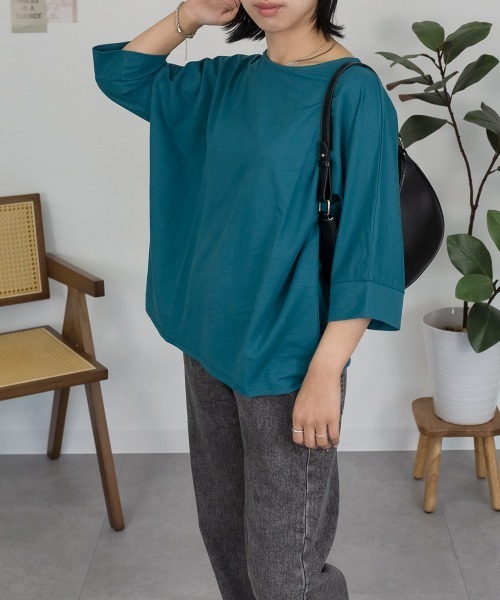 RCD(アールシーディー)の「接触冷感ピケコクーンプルオーバー(Tシャツ/カットソー・レディース・ブルー/チャコール/ブラック/グリーン・L/M)」の9枚目の写真