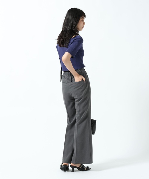PAGEBOY（ページボーイ）の「ウエストデザインフレアパンツ（スラックス・レディース・ブラック/チャコールグレー・SMALL/MEDIUM）」の16枚目の写真