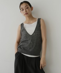2wayシアーノースリーブ×キャミソールセットトップス