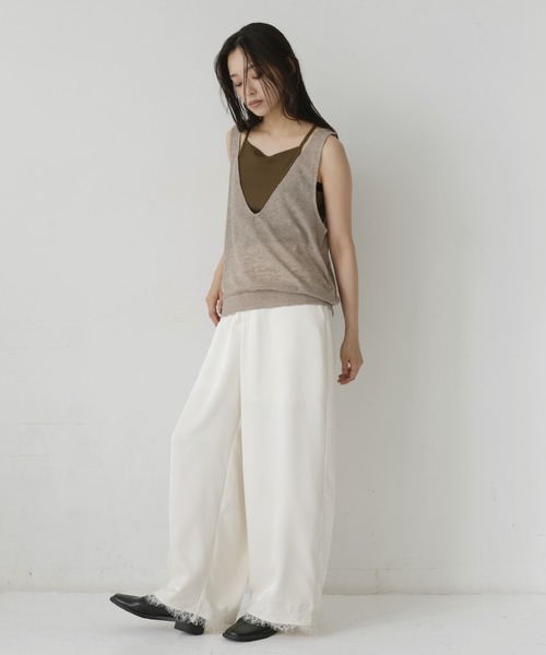  hellam（へラム）の「2wayシアーノースリーブ×キャミソールセットトップス（Tシャツ/カットソー・レディース・ブラック/チャコール/ブラウン/グレイッシュベージュ・FREE）」の7枚目の写真
