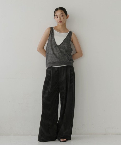  hellam（へラム）の「2wayシアーノースリーブ×キャミソールセットトップス（Tシャツ/カットソー・レディース・ブラック/チャコール/ブラウン/グレイッシュベージュ・FREE）」の17枚目の写真