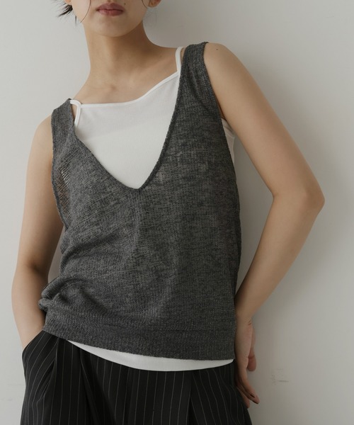  hellam（へラム）の「2wayシアーノースリーブ×キャミソールセットトップス（Tシャツ/カットソー・レディース・ブラック/チャコール/ブラウン/グレイッシュベージュ・FREE）」の21枚目の写真