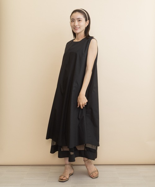 lodie(ロディ)の「裾シアーチュールワンピース(ワンピース・レディース・カーキ/ブラック・FREE)」の2枚目の写真