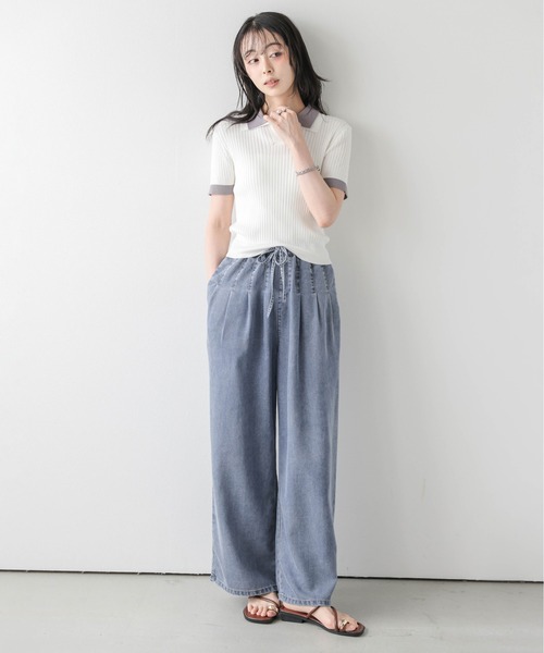 AMELY(エミリー)の「タックワイド デニムイージーパンツ(デニムパンツ・レディース・ブルー/ブラック/ライトブルー・L/M)」の19枚目の写真