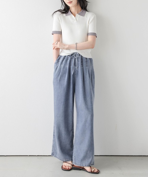 AMELY(エミリー)の「タックワイド デニムイージーパンツ(デニムパンツ・レディース・ブルー/ブラック/ライトブルー・L/M)」の20枚目の写真